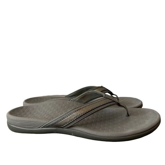 Vionic Tide II Toe Post Orthaheel Sandal Pewter Silver - Picture 6 of 9